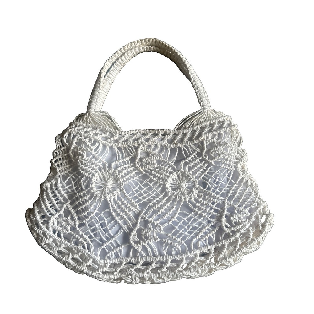 Made on Earth For David and Scotti White Macrame Small Bag